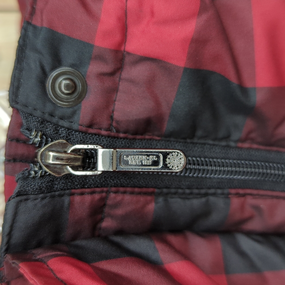 Lauren Ralph Lauren Buffalo Plaid Down Jacket Drawstring Waist Hood Faux… - Picture 11 of 17